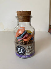 Load image into Gallery viewer, Alma Boheme Handmade - Wildflower Seed Paper Hearts in glass jar with cork lid
